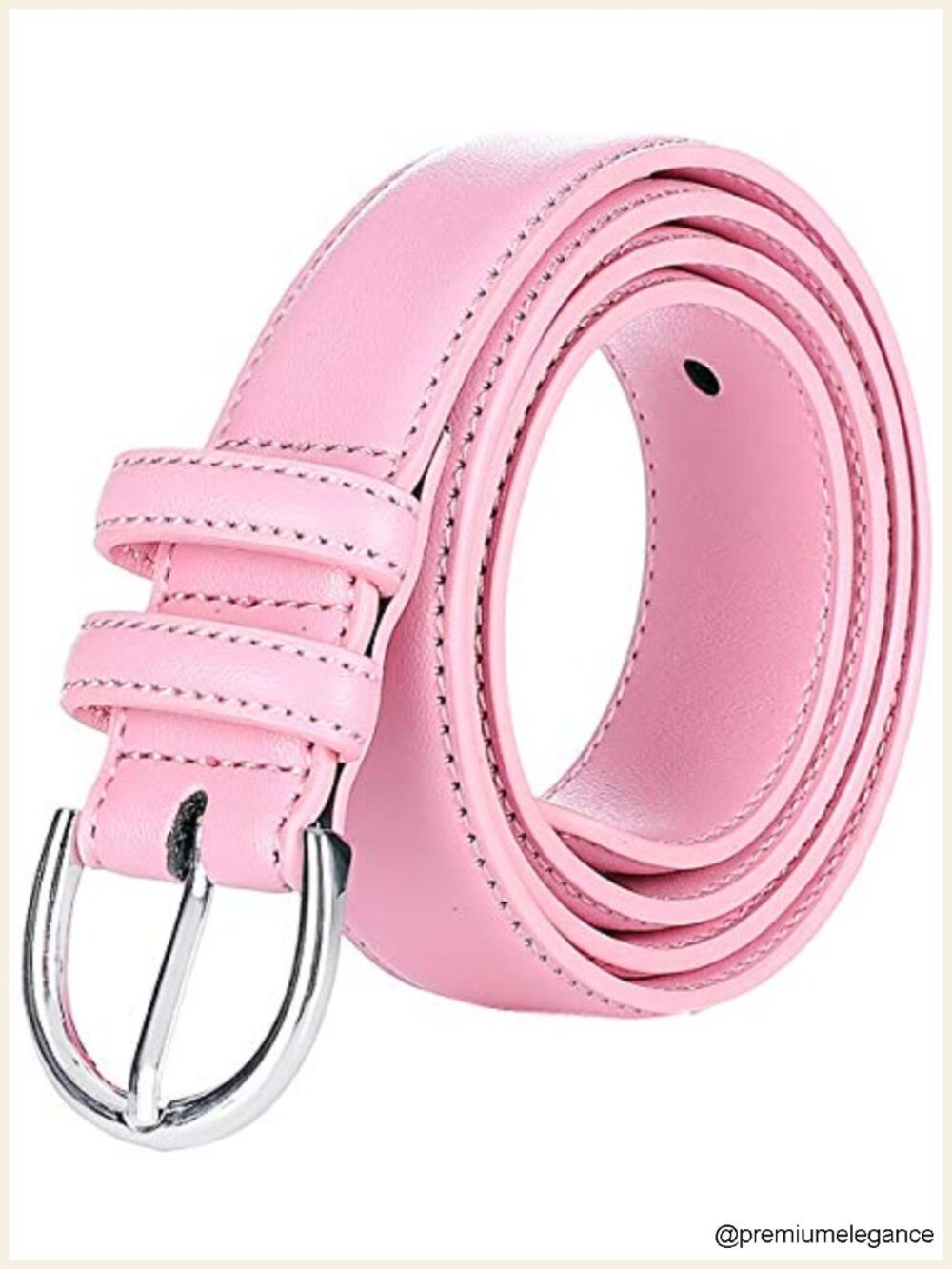 Genuine Leather Dress Belt Single Prong Buckle Women